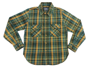 Studio D'Artisan Men's Flannel Plaid Work Shirt, Heavyweight Cotton Long-Sleeve Button-Up Shirt with Minimal Brushing, Made in Japan (SDA 5752 Green)
