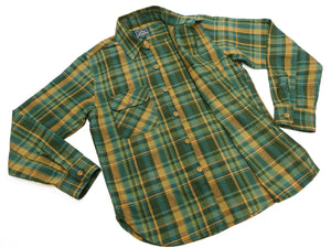 Studio D'Artisan Men's Flannel Plaid Work Shirt, Heavyweight Cotton Long-Sleeve Button-Up Shirt with Minimal Brushing, Made in Japan (SDA 5752 Green)