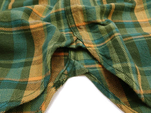 Studio D'Artisan Men's Flannel Plaid Work Shirt, Heavyweight Cotton Long-Sleeve Button-Up Shirt with Minimal Brushing, Made in Japan (SDA 5752 Green)