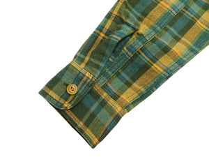 Studio D'Artisan Men's Flannel Plaid Work Shirt, Heavyweight Cotton Long-Sleeve Button-Up Shirt with Minimal Brushing, Made in Japan (SDA 5752 Green)