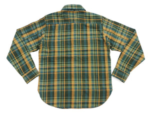 Studio D'Artisan Men's Flannel Plaid Work Shirt, Heavyweight Cotton Long-Sleeve Button-Up Shirt with Minimal Brushing, Made in Japan (SDA 5752 Green)