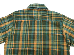 Studio D'Artisan Men's Flannel Plaid Work Shirt, Heavyweight Cotton Long-Sleeve Button-Up Shirt with Minimal Brushing, Made in Japan (SDA 5752 Green)