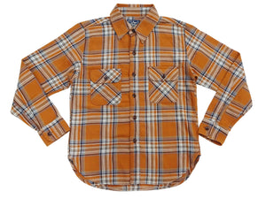 Studio D'Artisan Men's Flannel Plaid Work Shirt, Heavyweight Cotton Long-Sleeve Button-Up Shirt with Minimal Brushing, Made in Japan (SDA 5752 Orange)