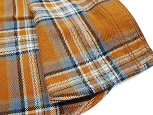 Studio D'Artisan Men's Flannel Plaid Work Shirt, Heavyweight Cotton Long-Sleeve Button-Up Shirt with Minimal Brushing, Made in Japan (SDA 5752 Orange)