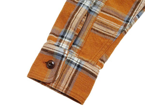 Studio D'Artisan Men's Flannel Plaid Work Shirt, Heavyweight Cotton Long-Sleeve Button-Up Shirt with Minimal Brushing, Made in Japan (SDA 5752 Orange)