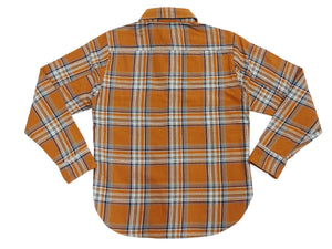 Studio D'Artisan Men's Flannel Plaid Work Shirt, Heavyweight Cotton Long-Sleeve Button-Up Shirt with Minimal Brushing, Made in Japan (SDA 5752 Orange)