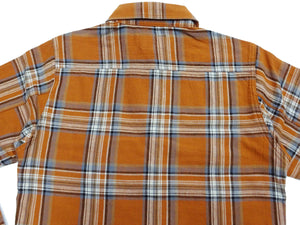 Studio D'Artisan Men's Flannel Plaid Work Shirt, Heavyweight Cotton Long-Sleeve Button-Up Shirt with Minimal Brushing, Made in Japan (SDA 5752 Orange)