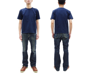 Studio D'artisan Plain T-Shirt Made from Heavyweight Loopwheeled Jersey Fabric Men's Tsuri-Ami Short Sleeve Tee 9913 Navy-Blue