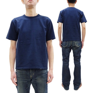 Studio D'artisan Plain T-Shirt Made from Heavyweight Loopwheeled Jersey Fabric Men's Tsuri-Ami Short Sleeve Tee 9913 Navy-Blue