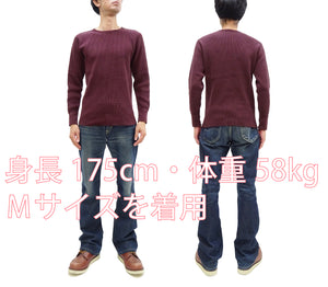 Studio D'artisan Waffle-Knit Thermal T-Shirt Men's Casual Long Sleeve Plain Crew-Neck Heavyweight Thermal Tee 9936 Burgundy