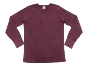 Studio D'Artisan Men's Heavyweight Waffle Knit Thermal Long Sleeve T-Shirt - 100% Cotton, Crew Neck, Ribbed Cuffs, Raw-edge hem, Made in Japan (SDA 9936) Burgundy