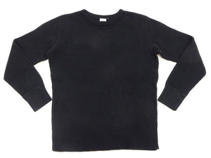 Studio D'artisan Waffle-Knit Thermal T-Shirt Men's Long Sleeve Solid Crew-Neck Super Heavyweight Thermal Tee 9936 Black