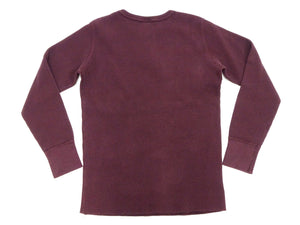 Studio D'Artisan Men's Heavyweight Waffle Knit Thermal Long Sleeve T-Shirt - 100% Cotton, Crew Neck, Ribbed Cuffs, Raw-edge hem, Made in Japan (SDA 9936) Burgundy