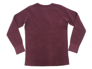 Studio D'artisan Waffle-Knit Thermal T-Shirt Men's Casual Long Sleeve Plain Crew-Neck Heavyweight Thermal Tee 9936 Burgundy