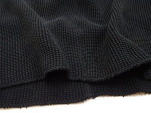 Studio D'Artisan Men's Heavyweight Waffle Knit Thermal Long Sleeve T-Shirt - 100% Cotton, Crew Neck, Ribbed Cuffs, Raw-edge hem, Made in Japan (SDA 9936) Black
