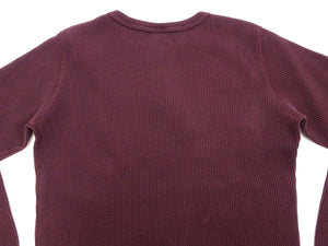 Studio D'artisan Waffle-Knit Thermal T-Shirt Men's Casual Long Sleeve Plain Crew-Neck Heavyweight Thermal Tee 9936 Burgundy