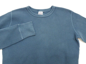 Studio D'artisan Waffle-Knit Thermal T-Shirt Men's Long Sleeve Solid Crew-Neck Super Heavyweight Thermal Tee 9936 Faded-Blue