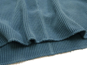 Studio D'Artisan Men's Heavyweight Waffle Knit Thermal Long Sleeve T-Shirt - 100% Cotton, Crew Neck, Ribbed Cuffs, Raw-edge hem, Made in Japan (SDA 9936) Faded-Blue