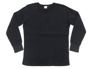 Studio D'artisan Men's Heavyweight 100% Cotton Waffle-Knit Thermal Long-Sleeve T-Shirt, Crew Neck, Four-Needle Flatseams, Curved Overlock-Finished Hem, Made in Japan (SDA 9936 Black)