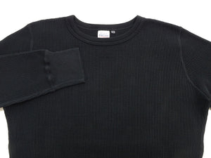 Studio D'artisan Men's Heavyweight 100% Cotton Waffle-Knit Thermal Long-Sleeve T-Shirt, Crew Neck, Four-Needle Flatseams, Curved Overlock-Finished Hem, Made in Japan (SDA 9936 Black)