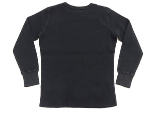 Studio D'artisan Men's Heavyweight 100% Cotton Waffle-Knit Thermal Long-Sleeve T-Shirt, Crew Neck, Four-Needle Flatseams, Curved Overlock-Finished Hem, Made in Japan (SDA 9936 Black)