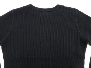Studio D'artisan Men's Heavyweight 100% Cotton Waffle-Knit Thermal Long-Sleeve T-Shirt, Crew Neck, Four-Needle Flatseams, Curved Overlock-Finished Hem, Made in Japan (SDA 9936 Black)