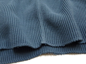 Studio D'artisan Men's Heavyweight 100% Cotton Waffle-Knit Thermal Long-Sleeve T-Shirt, Crew Neck, Four-Needle Flatseams, Curved Overlock-Finished Hem, Made in Japan (SDA 9936 Blue)