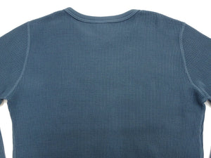 Studio D'artisan Men's Heavyweight 100% Cotton Waffle-Knit Thermal Long-Sleeve T-Shirt, Crew Neck, Four-Needle Flatseams, Curved Overlock-Finished Hem, Made in Japan (SDA 9936 Blue)