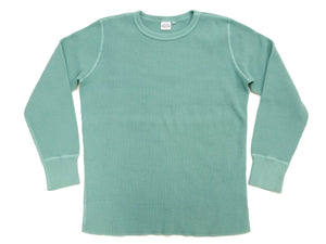 Studio D'artisan Men's Heavyweight 100% Cotton Waffle-Knit Thermal Long-Sleeve T-Shirt, Crew Neck, Four-Needle Flatseams, Curved Overlock-Finished Hem, Made in Japan (SDA 9936 Emerald Green)