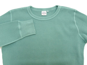 Studio D'artisan Men's Heavyweight 100% Cotton Waffle-Knit Thermal Long-Sleeve T-Shirt, Crew Neck, Four-Needle Flatseams, Curved Overlock-Finished Hem, Made in Japan (SDA 9936 Emerald Green)