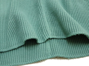 Studio D'artisan Men's Heavyweight 100% Cotton Waffle-Knit Thermal Long-Sleeve T-Shirt, Crew Neck, Four-Needle Flatseams, Curved Overlock-Finished Hem, Made in Japan (SDA 9936 Emerald Green)