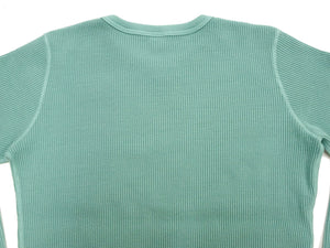 Studio D'artisan Men's Heavyweight 100% Cotton Waffle-Knit Thermal Long-Sleeve T-Shirt, Crew Neck, Four-Needle Flatseams, Curved Overlock-Finished Hem, Made in Japan (SDA 9936 Emerald Green)