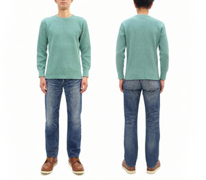 Studio D'artisan Men's Heavyweight 100% Cotton Waffle-Knit Thermal Long-Sleeve T-Shirt, Crew Neck, Four-Needle Flatseams, Curved Overlock-Finished Hem, Made in Japan (SDA 9936 Emerald Green)