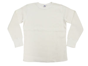 Studio D'artisan Men's Heavyweight 100% Cotton Waffle-Knit Thermal Long-Sleeve T-Shirt, Crew Neck, Four-Needle Flatseams, Curved Overlock-Finished Hem, Made in Japan (SDA 9936 White)