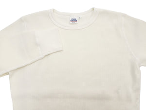 Studio D'artisan Men's Heavyweight 100% Cotton Waffle-Knit Thermal Long-Sleeve T-Shirt, Crew Neck, Four-Needle Flatseams, Curved Overlock-Finished Hem, Made in Japan (SDA 9936 White)