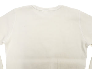 Studio D'artisan Men's Heavyweight 100% Cotton Waffle-Knit Thermal Long-Sleeve T-Shirt, Crew Neck, Four-Needle Flatseams, Curved Overlock-Finished Hem, Made in Japan (SDA 9936 White)