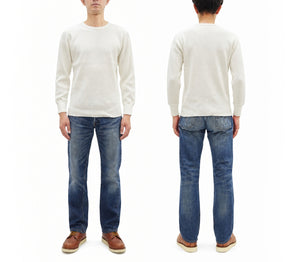 Studio D'artisan Men's Heavyweight 100% Cotton Waffle-Knit Thermal Long-Sleeve T-Shirt, Crew Neck, Four-Needle Flatseams, Curved Overlock-Finished Hem, Made in Japan (SDA 9936 White)