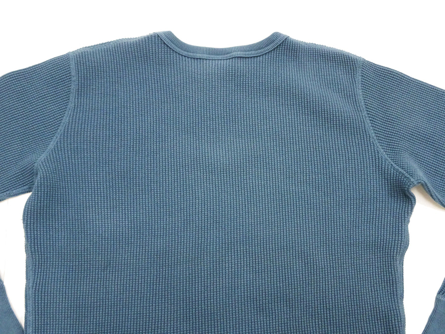 Studio D'artisan Waffle-Knit Thermal T-Shirt Men's Long Sleeve Solid Crew-Neck Super Heavyweight Thermal Tee 9936 Faded-Blue