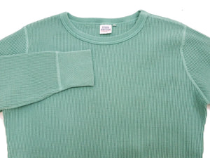 Studio D'Artisan Men's Heavyweight Waffle Knit Thermal Long Sleeve T-Shirt - 100% Cotton, Crew Neck, Ribbed Cuffs, Raw-edge hem, Made in Japan (SDA 9936) Emerald Green