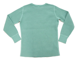 Studio D'Artisan Men's Heavyweight Waffle Knit Thermal Long Sleeve T-Shirt - 100% Cotton, Crew Neck, Ribbed Cuffs, Raw-edge hem, Made in Japan (SDA 9936) Emerald Green