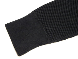 Studio D'Artisan Men's Heavyweight Waffle Knit Thermal Henley Long Sleeve T-Shirt - 100% Cotton, Ribbed Crew Neck Band, Ribbed Cuffs, Raw-edge hem, Made in Japan (SDA 9937) Black