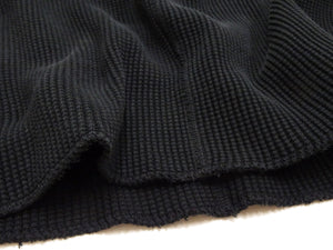 Studio D'Artisan Men's Heavyweight Waffle Knit Thermal Henley Long Sleeve T-Shirt - 100% Cotton, Ribbed Crew Neck Band, Ribbed Cuffs, Raw-edge hem, Made in Japan (SDA 9937) Black