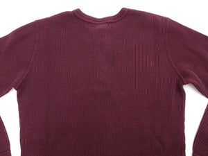 Studio D'Artisan Men's Heavyweight Waffle Knit Thermal Henley Long Sleeve T-Shirt - 100% Cotton, Ribbed Crew Neck Band, Ribbed Cuffs, Raw-edge hem, Made in Japan (SDA 9937) Burgundy