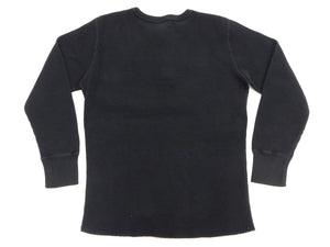 Studio D'artisan Men's Heavyweight 100% Cotton Waffle-Knit Thermal Henley Long-Sleeve T-Shirt, Three-Button Placket, Four-Needle Flatseams, Curved Overlock-Finished Hem, Made in Japan (SDA 9937 Black)