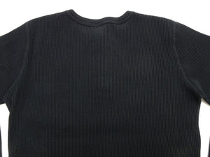 Studio D'artisan Men's Heavyweight 100% Cotton Waffle-Knit Thermal Henley Long-Sleeve T-Shirt, Three-Button Placket, Four-Needle Flatseams, Curved Overlock-Finished Hem, Made in Japan (SDA 9937 Black)