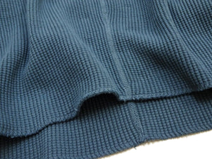 Studio D'artisan Men's Heavyweight 100% Cotton Waffle-Knit Thermal Henley Long-Sleeve T-Shirt, Three-Button Placket, Four-Needle Flatseams, Curved Overlock-Finished Hem, Made in Japan (SDA 9937 Blue)