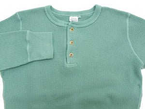 Studio D'artisan Men's Heavyweight 100% Cotton Waffle-Knit Thermal Henley Long-Sleeve T-Shirt, Three-Button Placket, Four-Needle Flatseams, Curved Overlock-Finished Hem, Made in Japan (SDA 9937 Emerald Green)