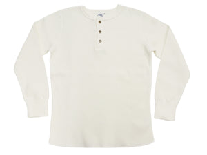 Studio D'artisan Men's Heavyweight 100% Cotton Waffle-Knit Thermal Henley Long-Sleeve T-Shirt, Three-Button Placket, Four-Needle Flatseams, Curved Overlock-Finished Hem, Made in Japan (SDA 9937 White)