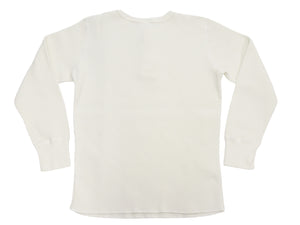 Studio D'artisan Men's Heavyweight 100% Cotton Waffle-Knit Thermal Henley Long-Sleeve T-Shirt, Three-Button Placket, Four-Needle Flatseams, Curved Overlock-Finished Hem, Made in Japan (SDA 9937 White)