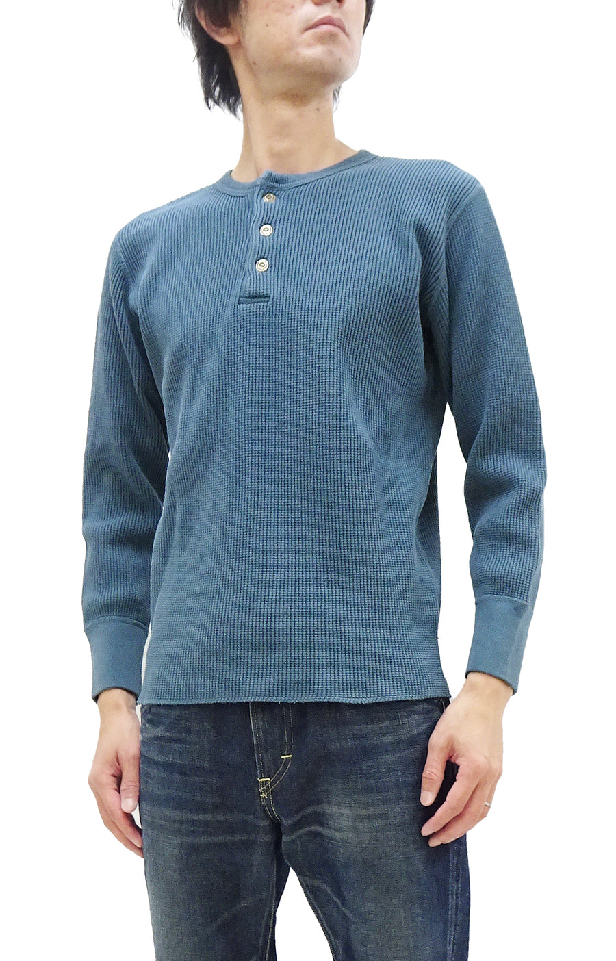 Jeans Mens Henley Long Sleeve Thermal Studio D'artisan Waffle-Knit